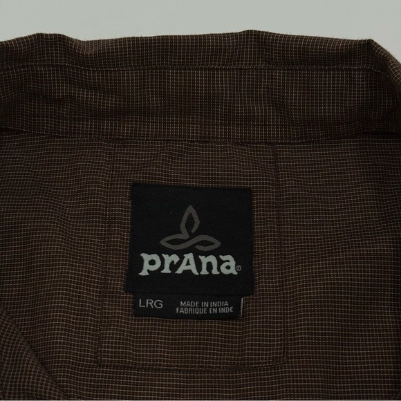 Prana Men’s Button Down Long Sleeve Shirt Large Brown Cotton Blend EUC - Picture 7 of 11